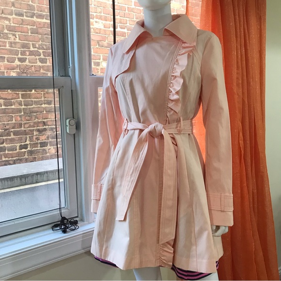 Jessica Simpson Blush Ruffle Trench Coat M - Picture 7 of 8